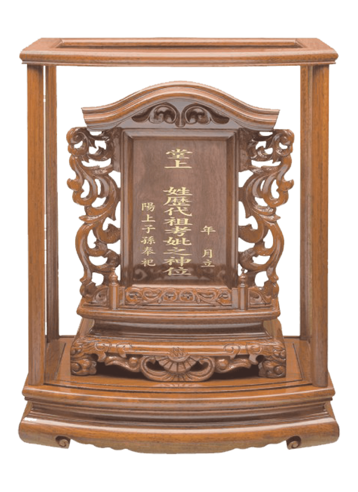 花梨木圓弧雙鳳祖龕 | 伯明佛具 Boming Religious Goods